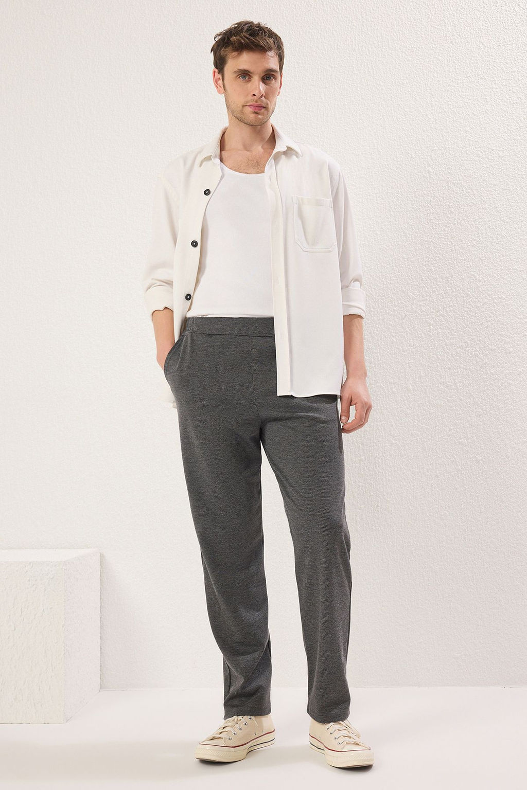TRENDYOL MAN Antrasit Beli Lastikli Rahat S?k Orme Pantolon TMNSS25PL00022 - Trendyolmilla фото 2