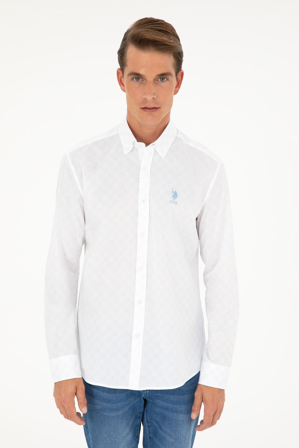 U. S. Polo Assn / Мужская голубая рубашка с длинным рукавом - U.s. polo assn фото 10