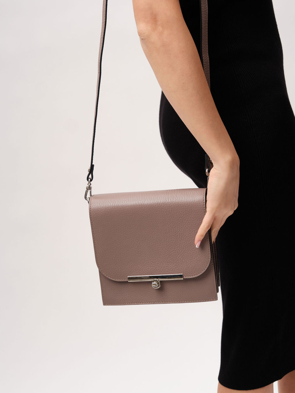 Кожаная сумка Deboro 30281 розово-серый