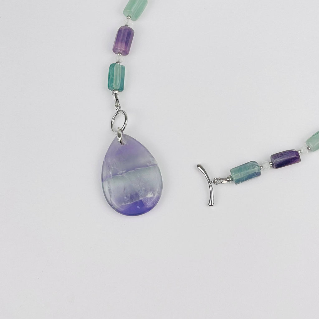 Колье из Флюорита и Лунного камня 45 см