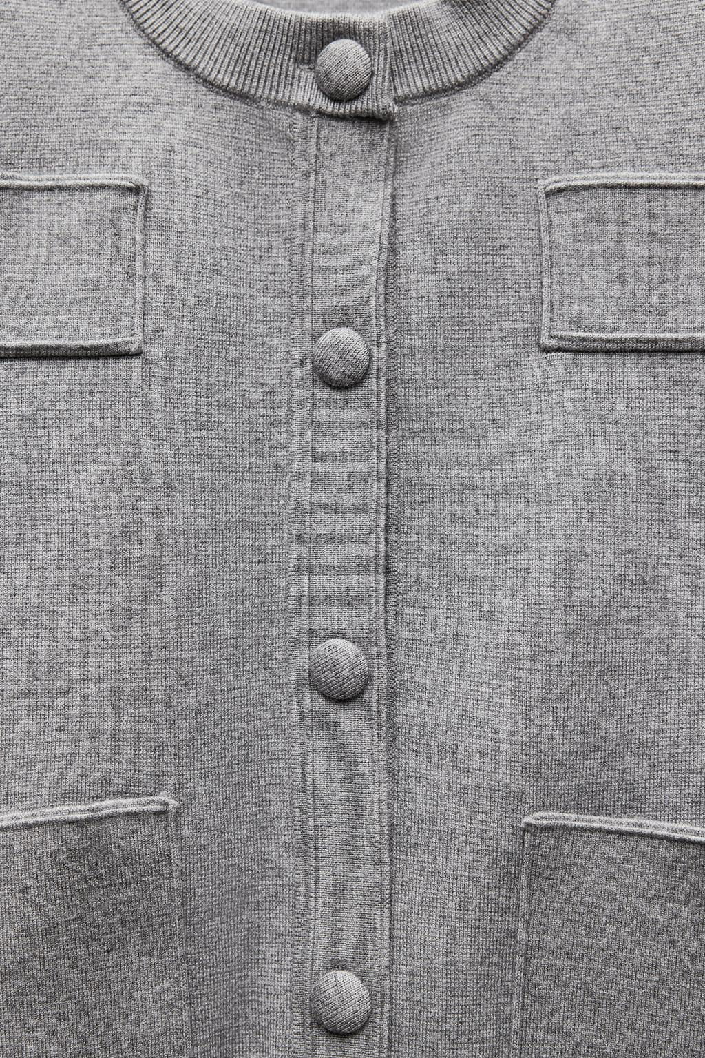 PLAIN KNIT BOMBER JACKET WITH SHOULDER PADS - Zara фото 2