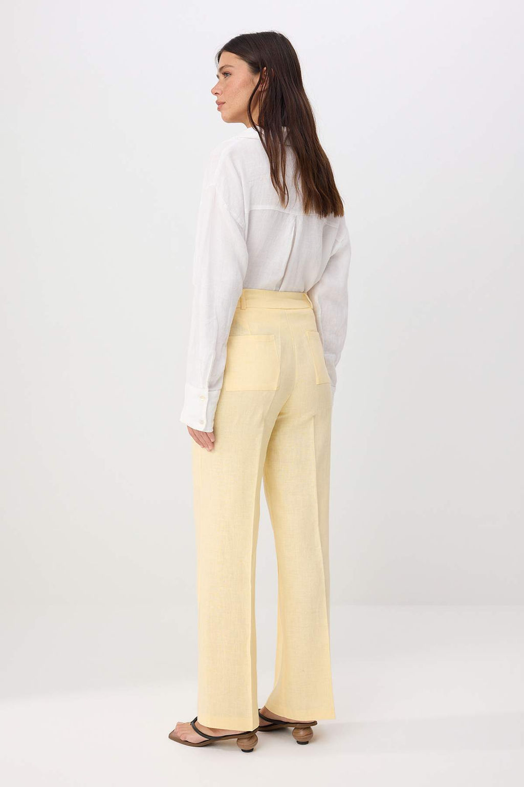 Lacivert Utu Izli Duz Paca %100 Keten Pantolon TWOSS26PL00142 - Trendyolmilla фото 6