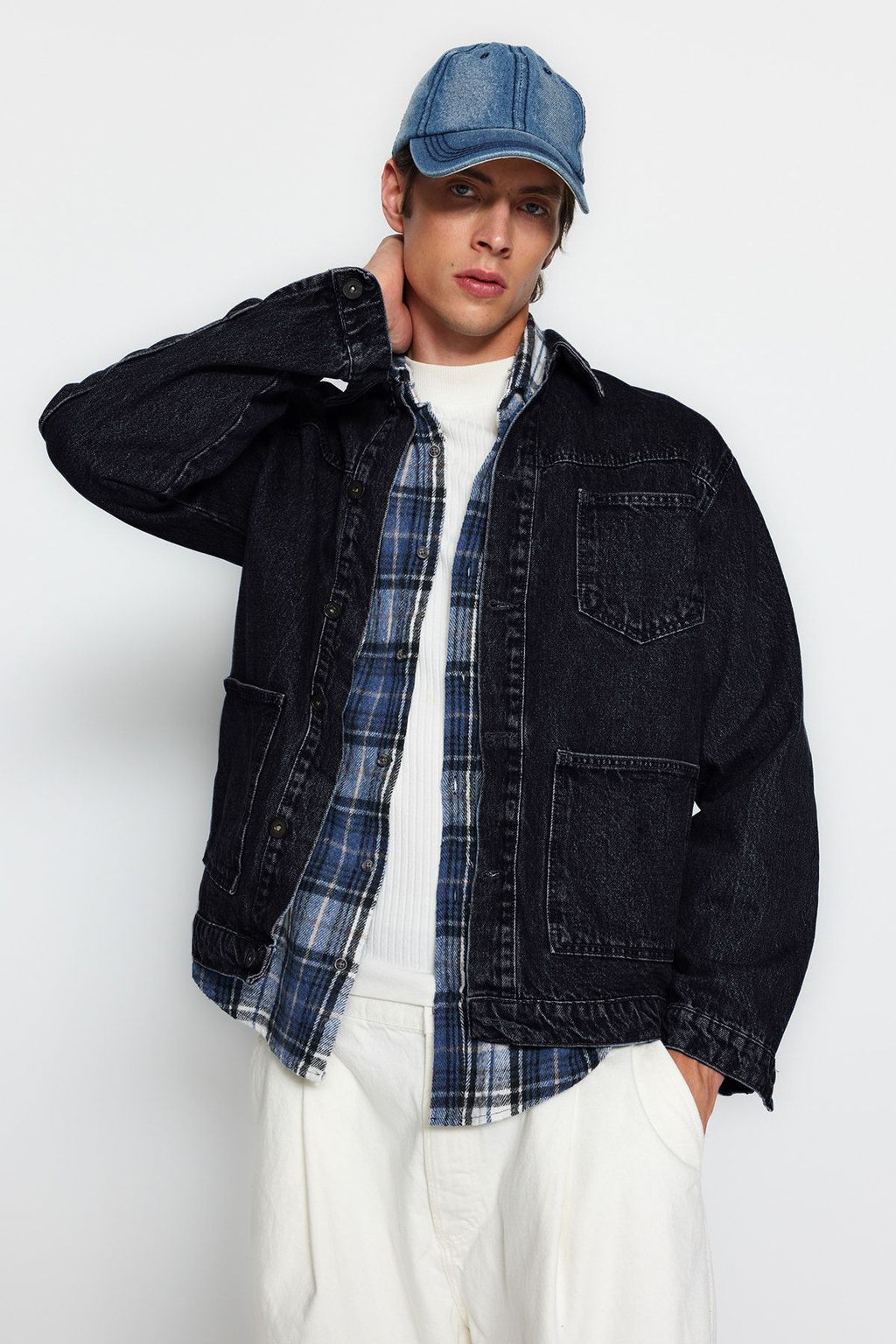 TRENDYOL MAN Orta Mavi %100 Pamuk Regular Fit Denim Kot Ceket TMNAW24CE00004 - Trendyolmilla фото 6
