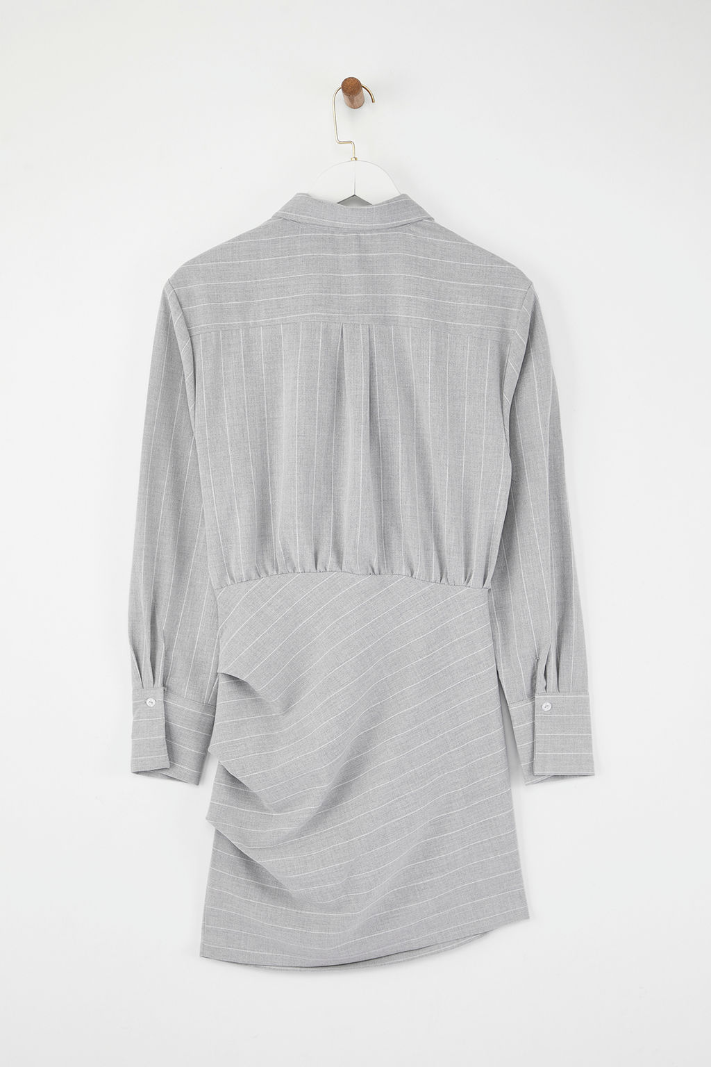 Limited Edition Gri Cizgili Poliviskon Drape Detayl? Vucuda Oturan Mini Dokuma Elbise TWOAW26EL00126 - Trendyolmilla фото 7