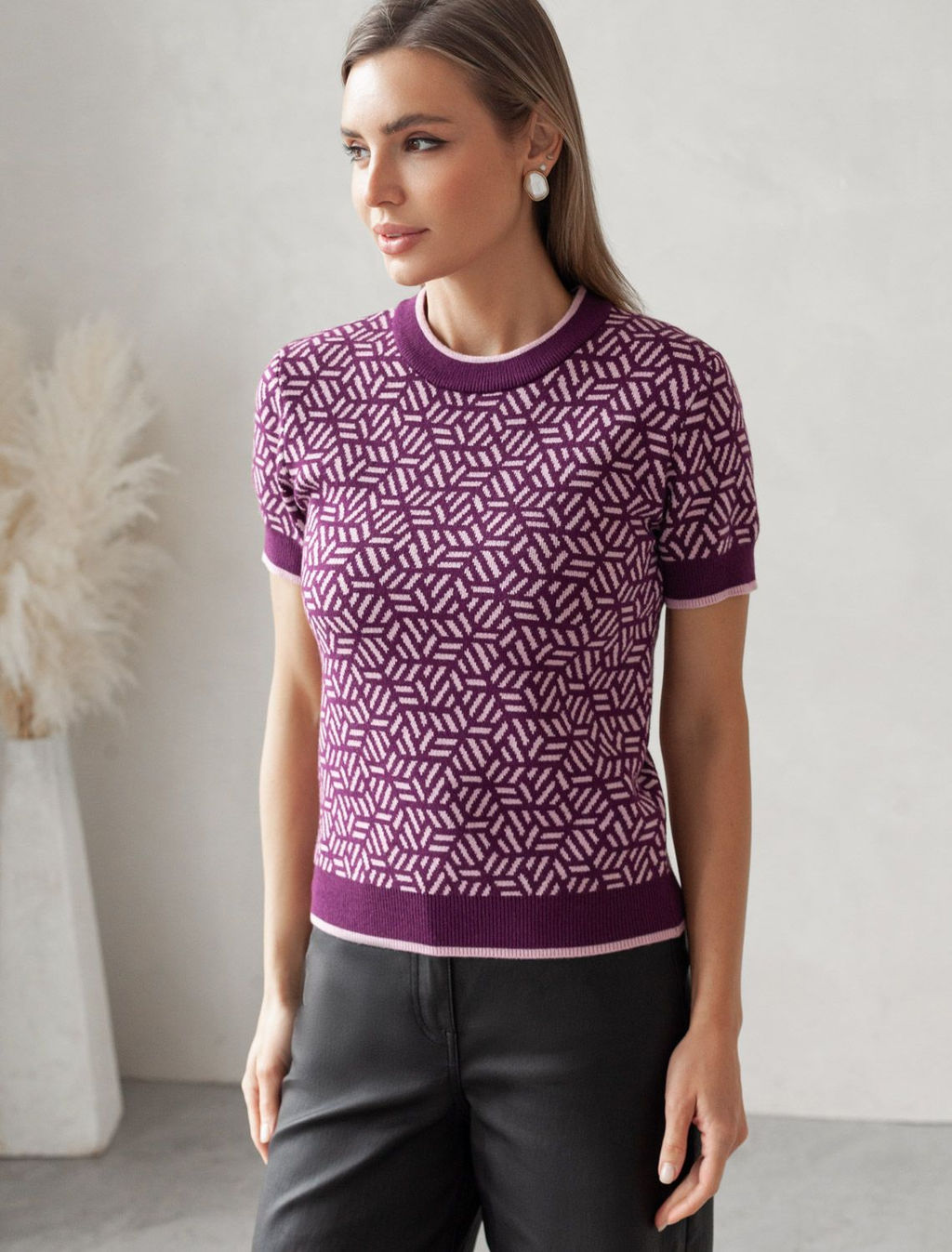 Джемпер жаккардовой вязки с кашемиром