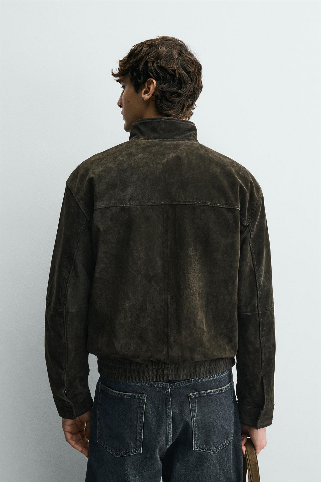 CAZADORA PIEL ANTE / Botella oscuro - Zara фото 3