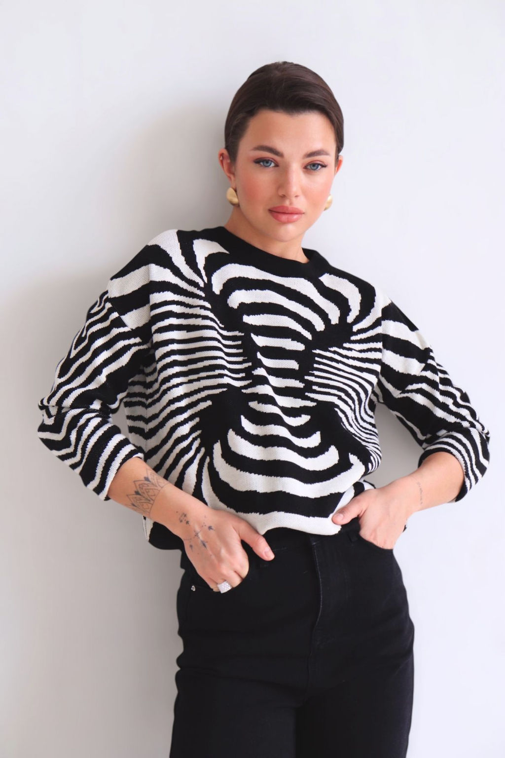 10446 Джемпер чёрно-белый - Martichelli фото 53