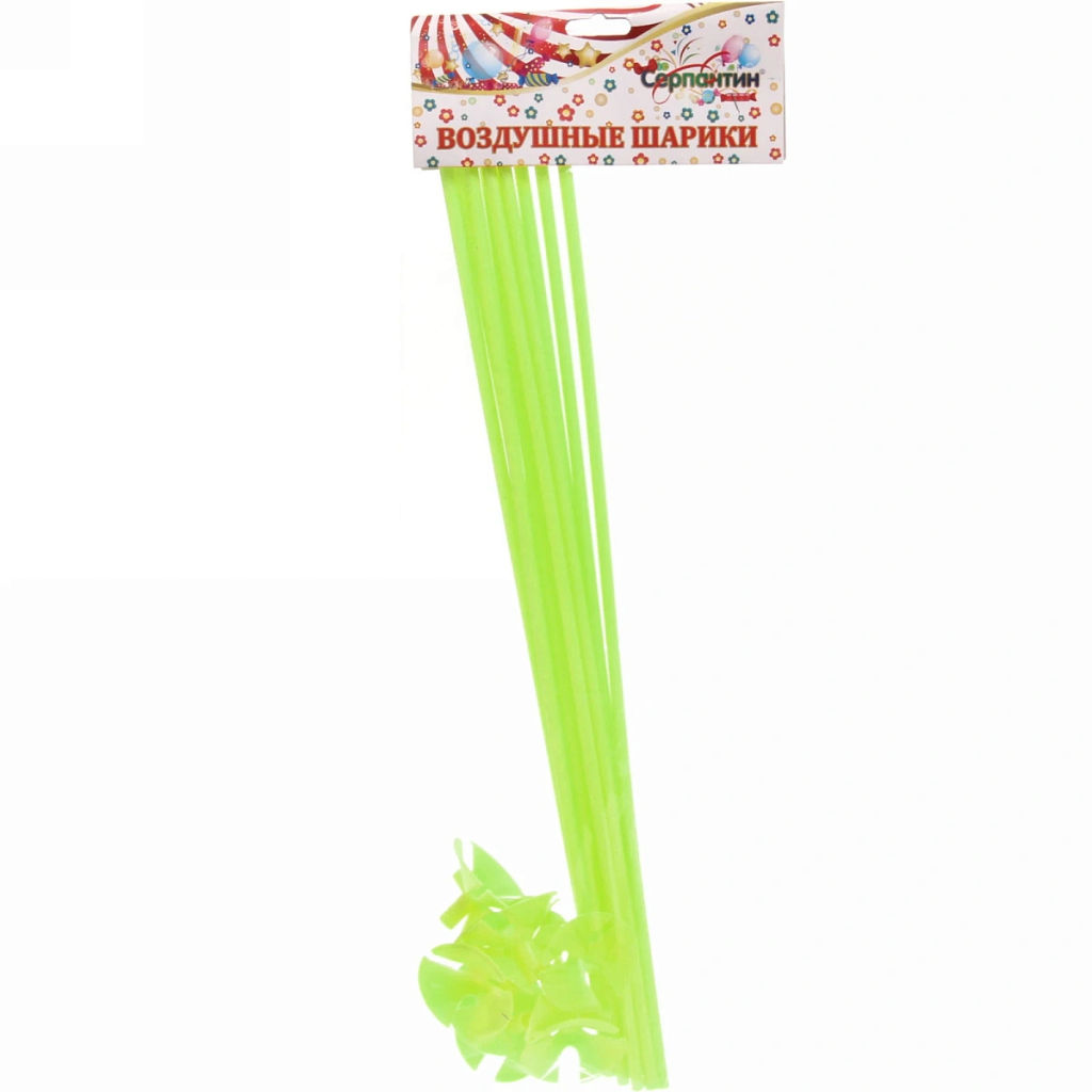 Цена за 2 шт. Набор палочек для шариков воздушных с держателем, 42 см (10 шт), салатовый