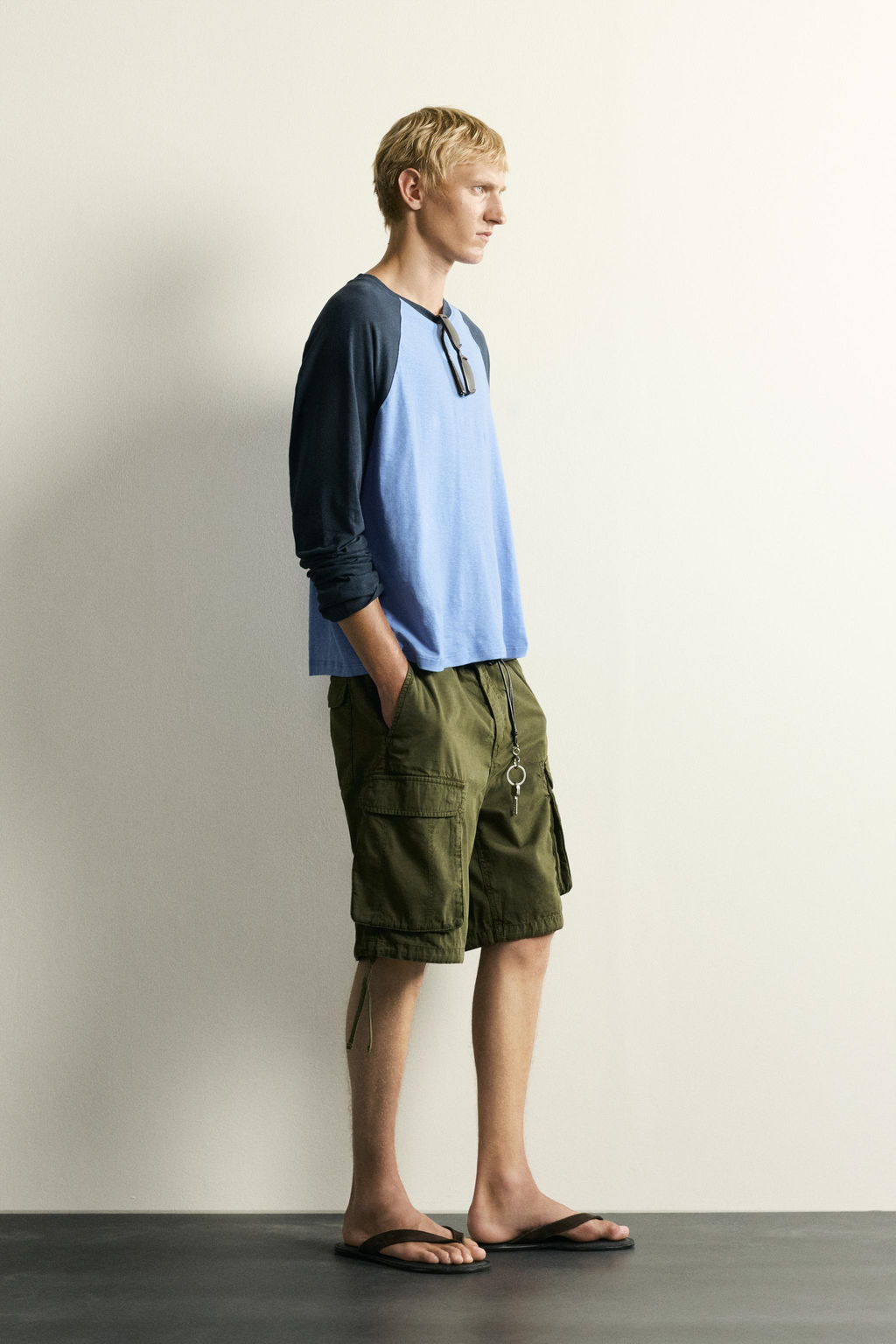CAMISETA COLOR BLOCK ALGOD?N - LINO / Azul / ?ndigo - Zara фото 4