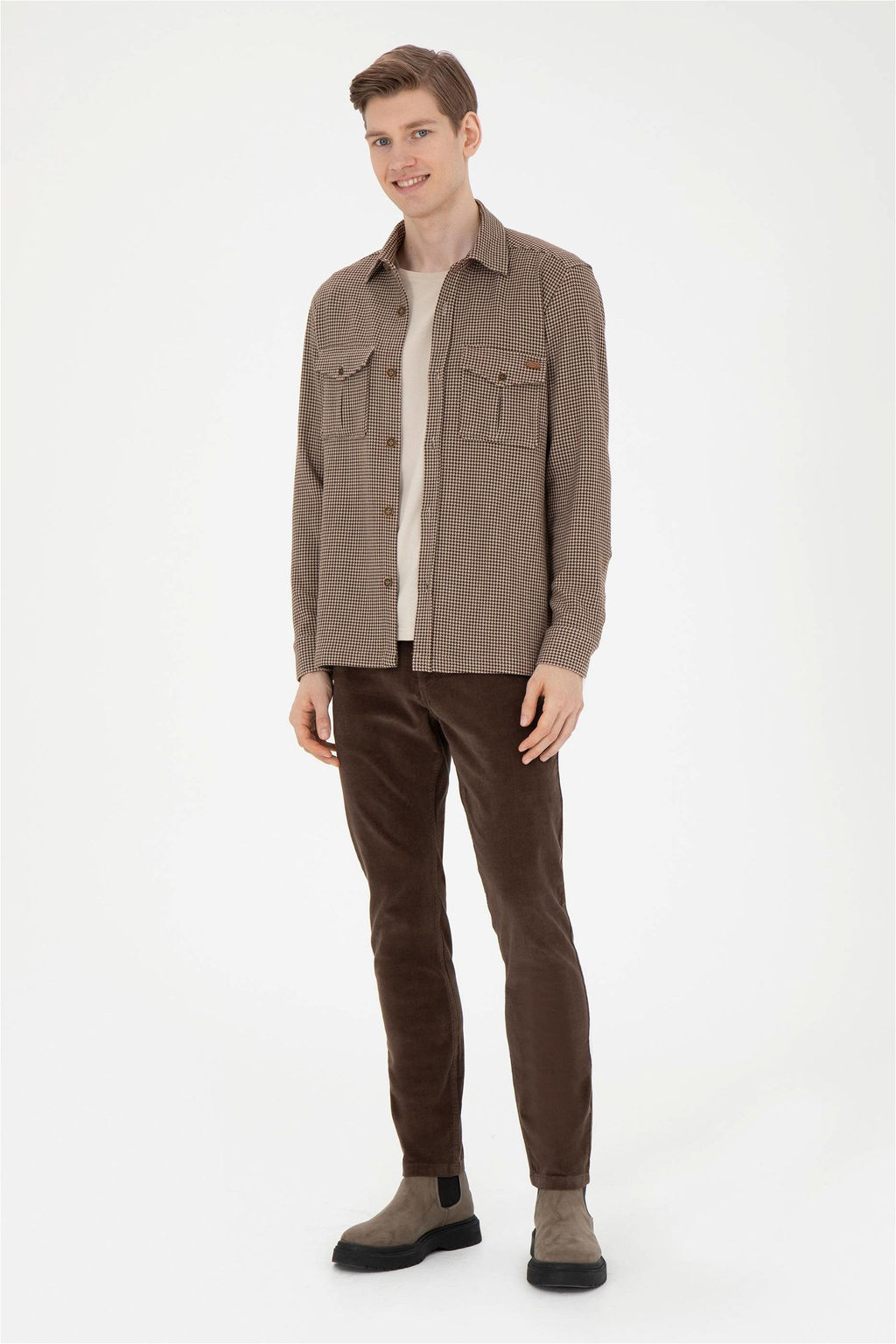 Мужские коричневые брюки из плотной ткани - U.s. polo assn фото 3