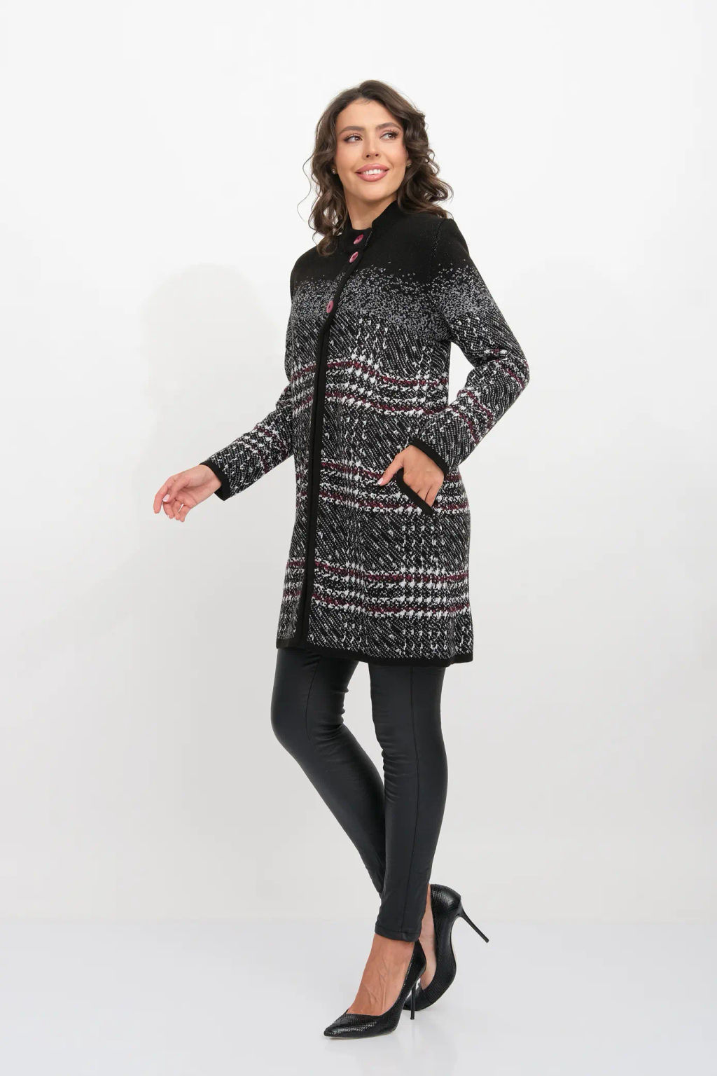 ЗЛАТА Кардиган В 1742 ст/черно-ягодный