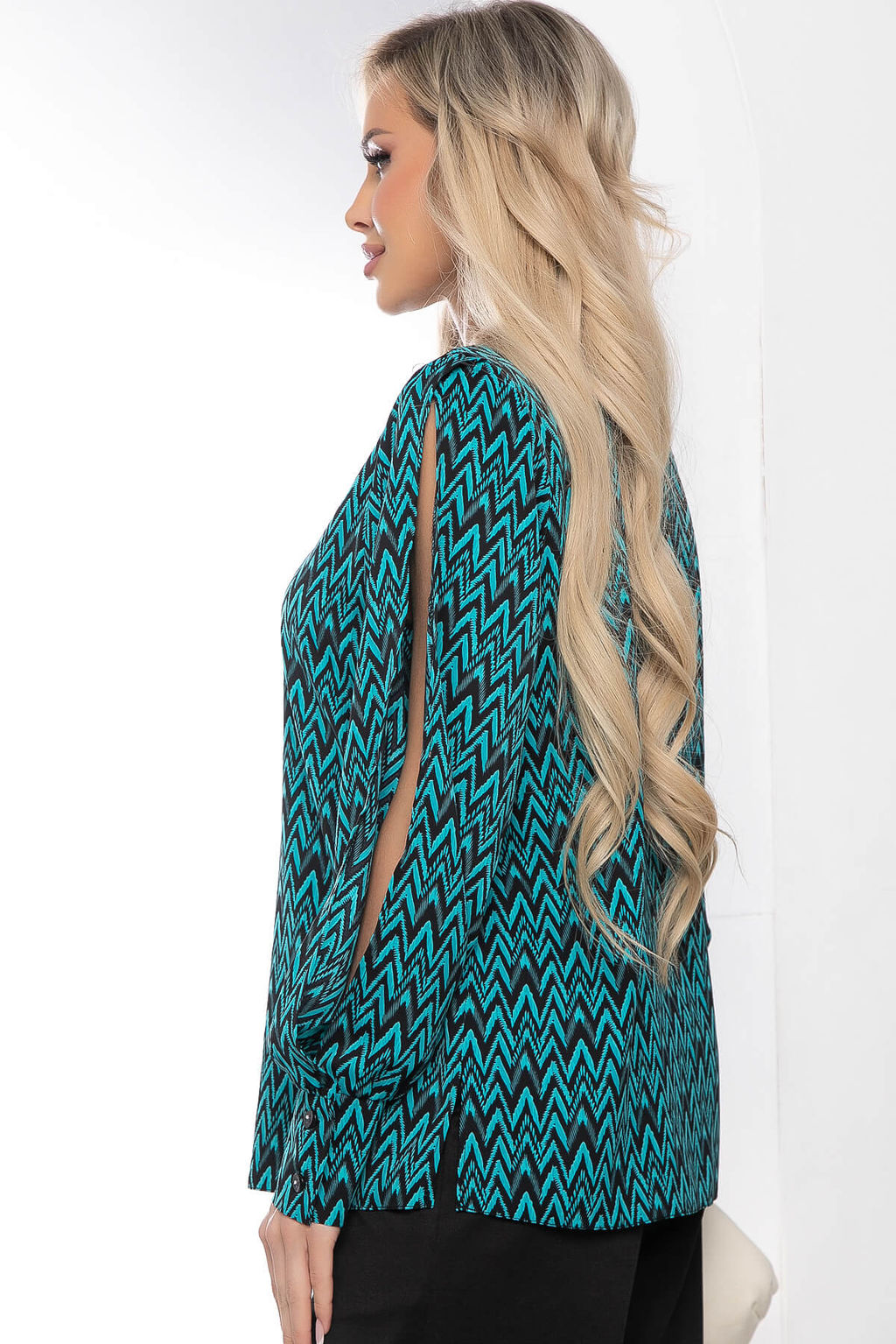 Блуза Тайное чувство (бирюза/черная) Б8519 - Lt collection фото 9