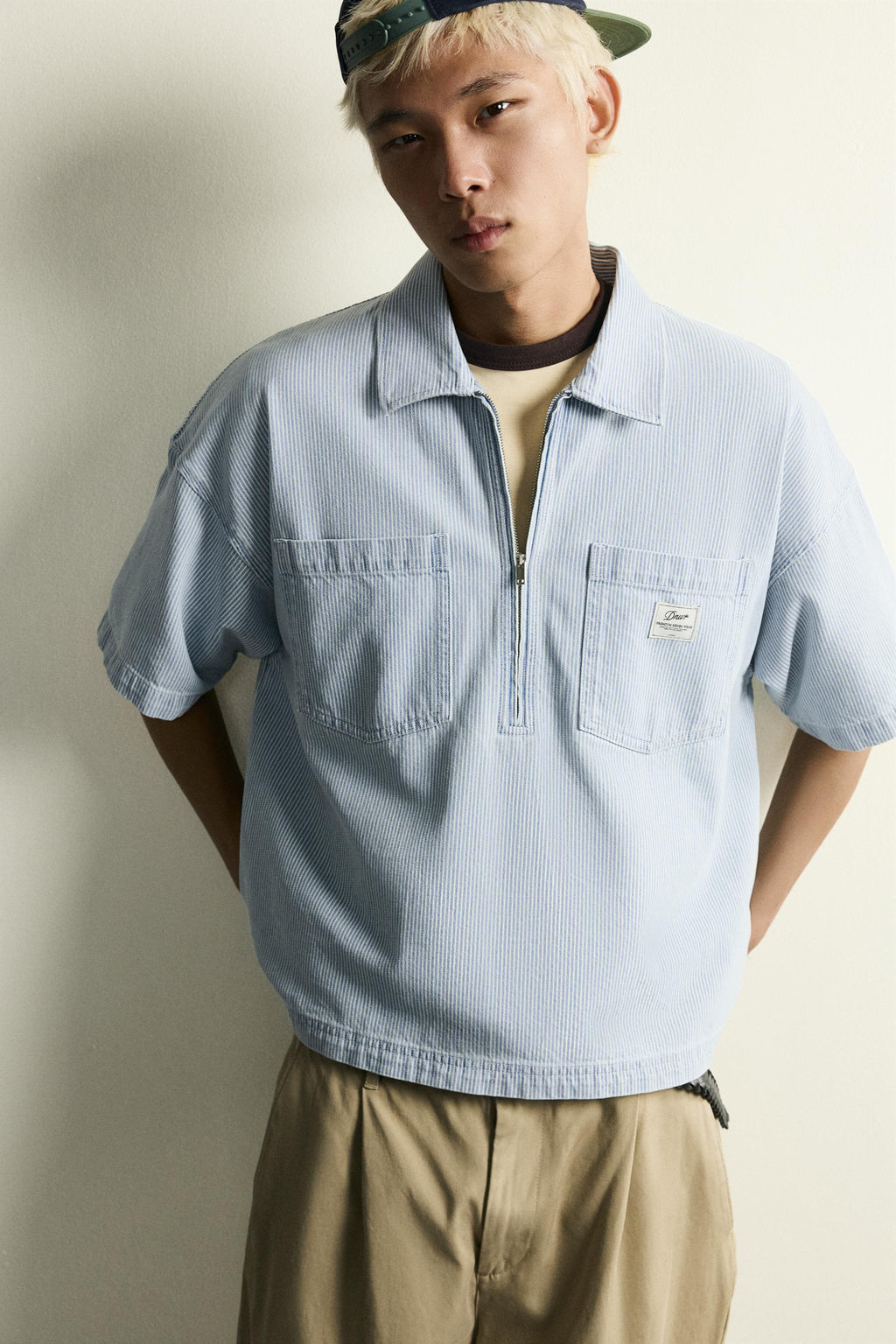 CAMISA POLO CREMALLERA BOLSILLOS / Azul claro - Zara фото 5
