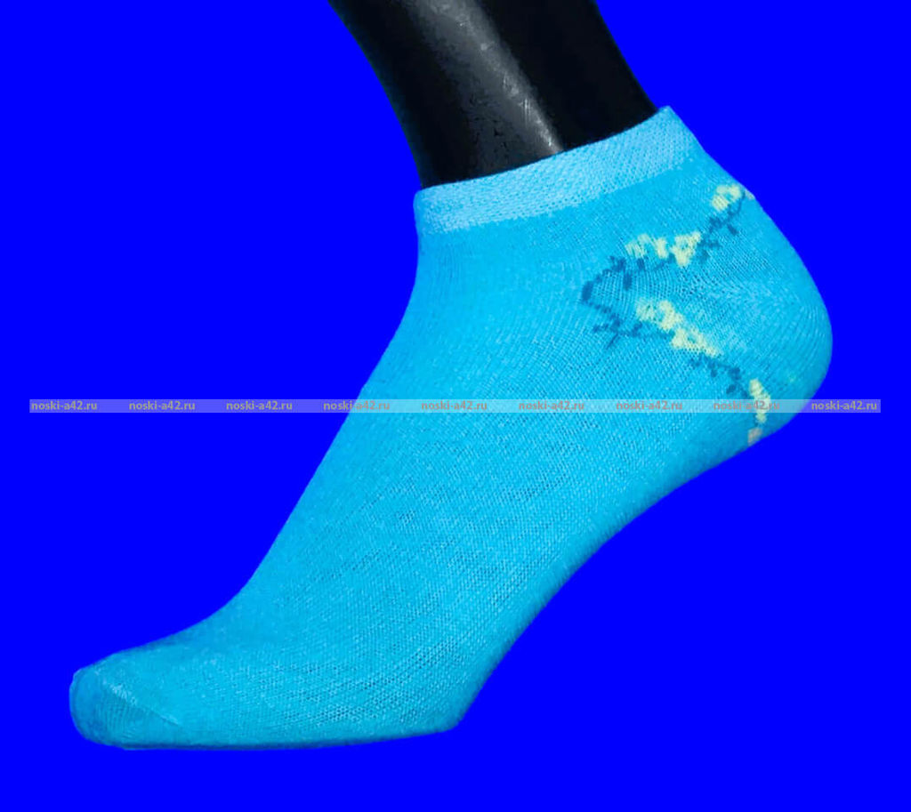 Цена за 12 пар. Следки женские однотонные "Цветочки"