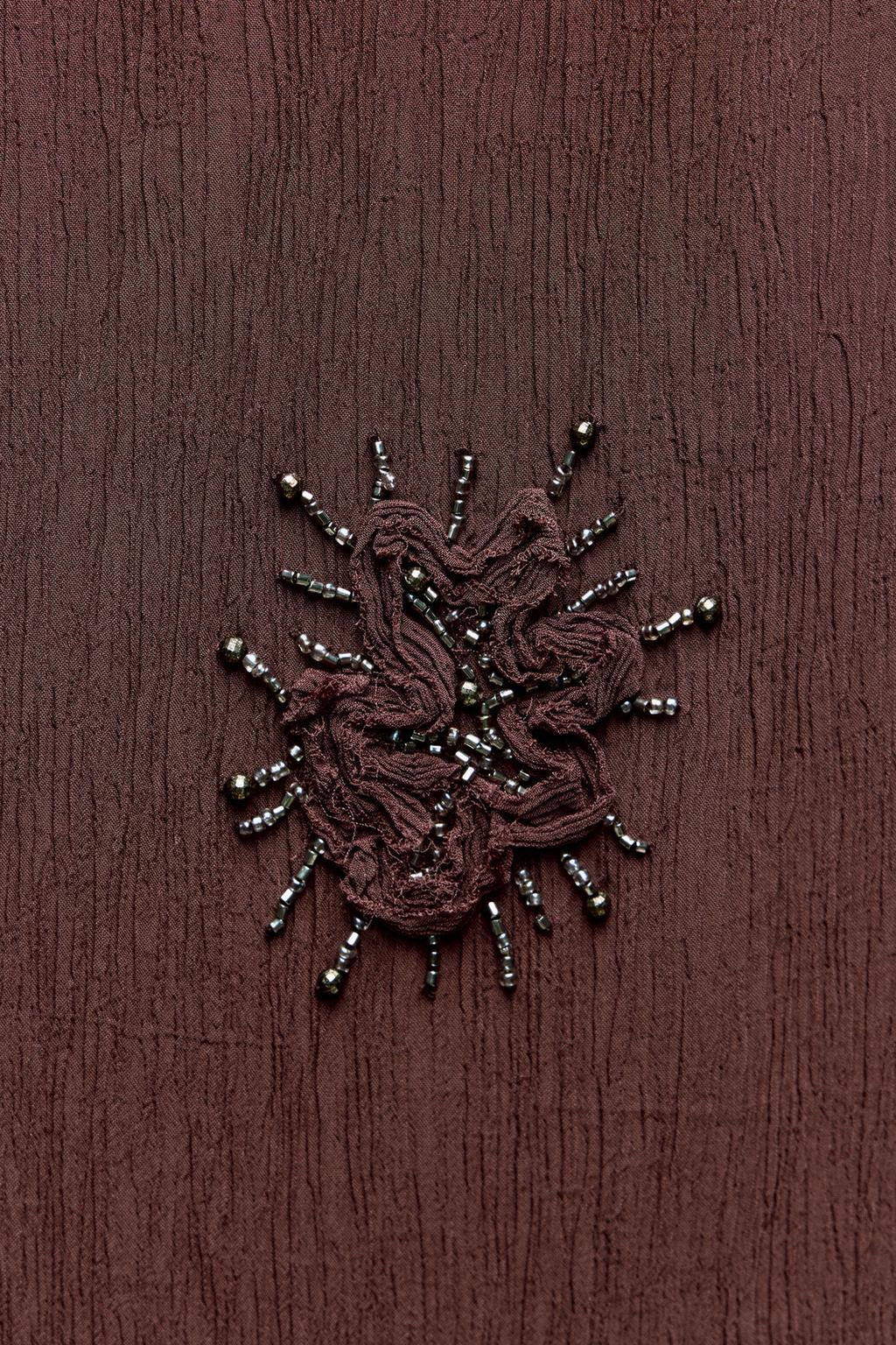 BEADED SLIP DRESS WITH EMBROIDERY - Zara фото 9