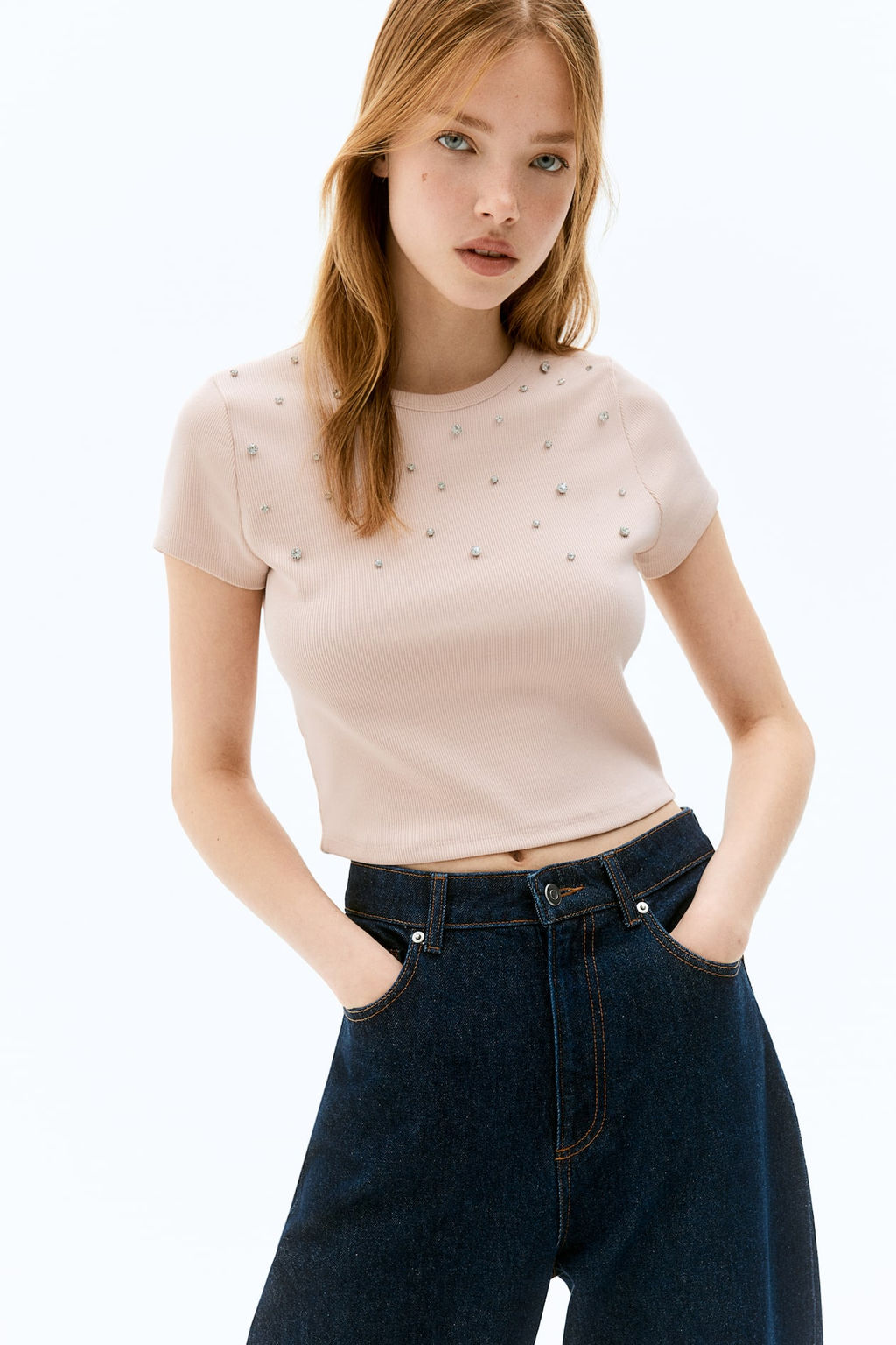 Camiseta cropped con detalles decorativos - H&m фото 2