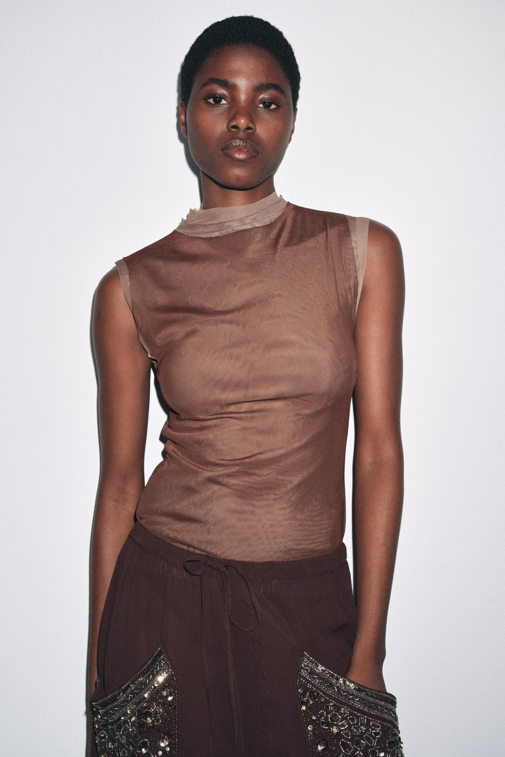 TULLE HIGH NECK T-SHIRT - Zara фото 2