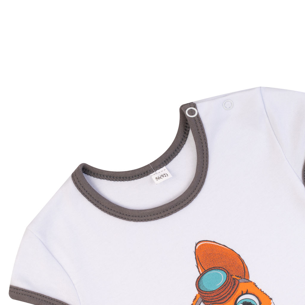 Костюм детский белый/серый корги в авто 7059п (80, 52)