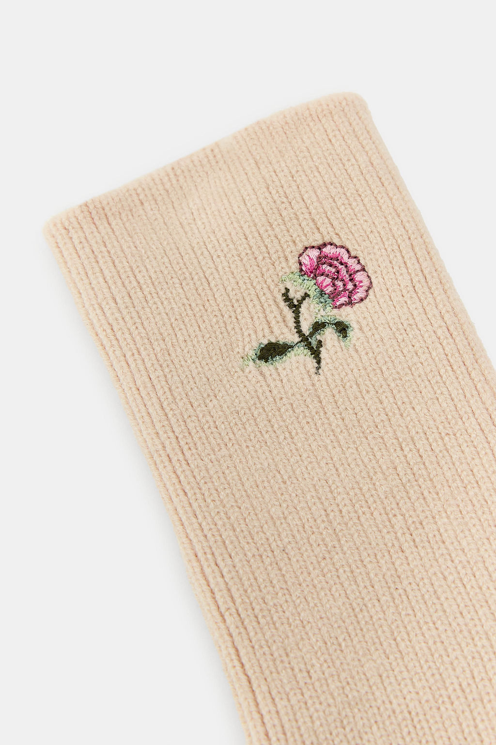 COMBINED LEATHER GLOVES WITH FLORAL EMBROIDERY - Zara фото 3