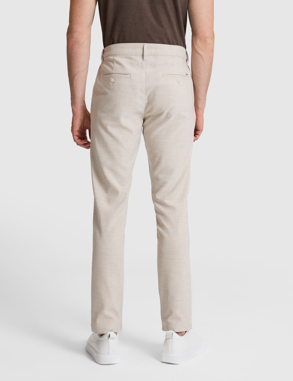 Bej Slim Fit Beli Latikli Kanvas Pantolon