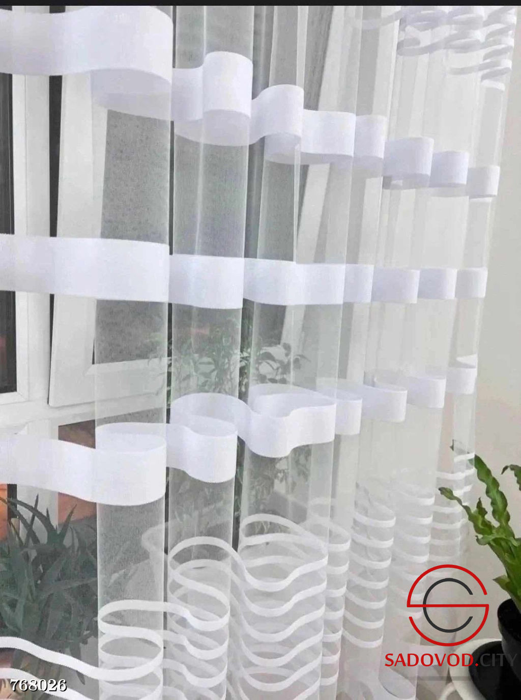 Тюль прозрачная в полоску