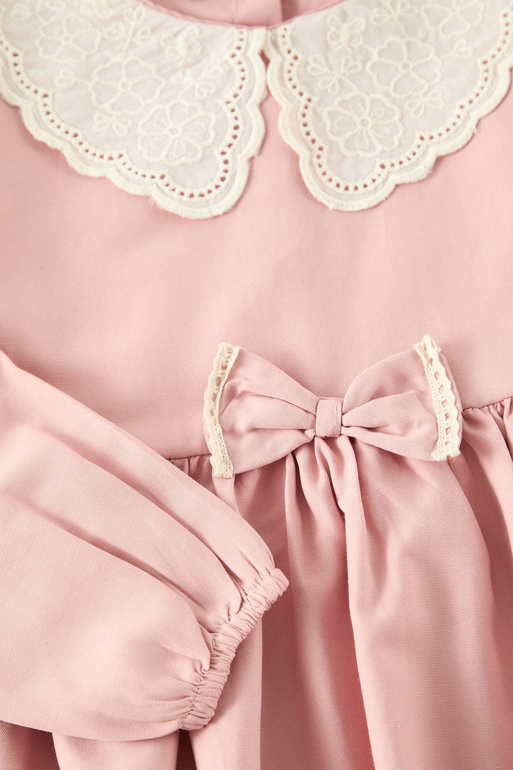 Gul Kurusu Pamuklu K?z Cocuk Midi Boy Bebe Yaka Dokuma Elbise TKDAW25EL00029 - Trendyolmilla фото 5