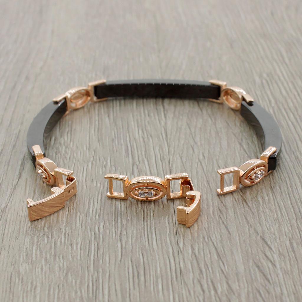 Браслет Лили из черной керамики покрытие под золото - Agat77 фото 2