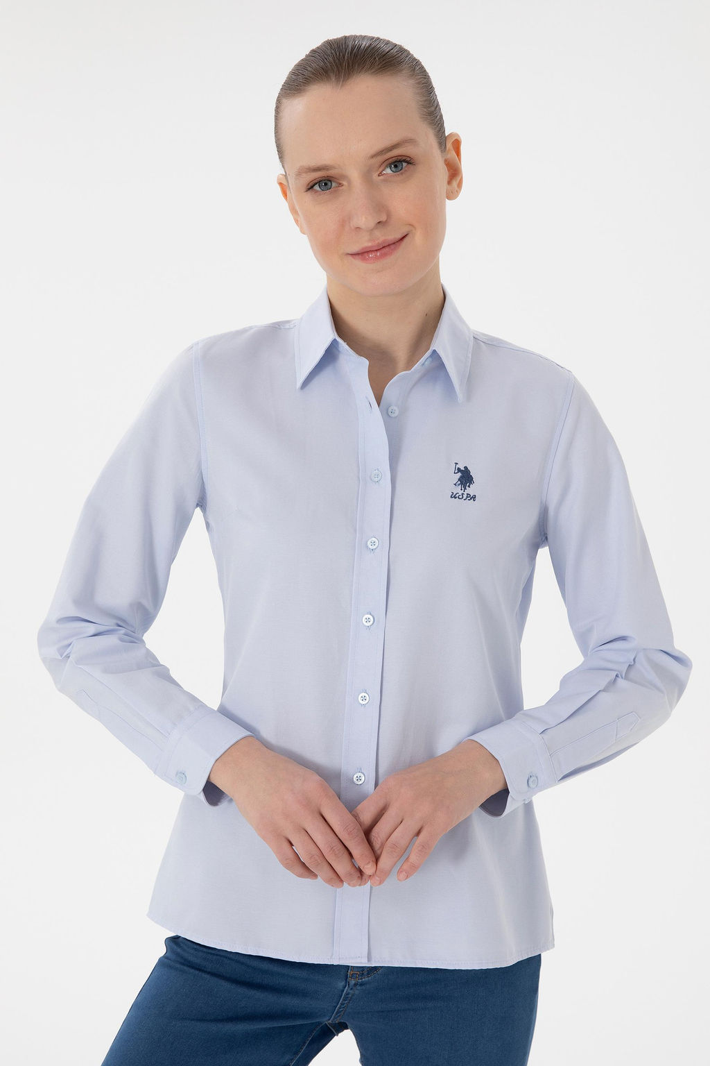 Kad_n A__k Mavi Uzun Kollu Basic G_mlek Sepette S_rpriz _ndirim - U.s. polo assn фото 3