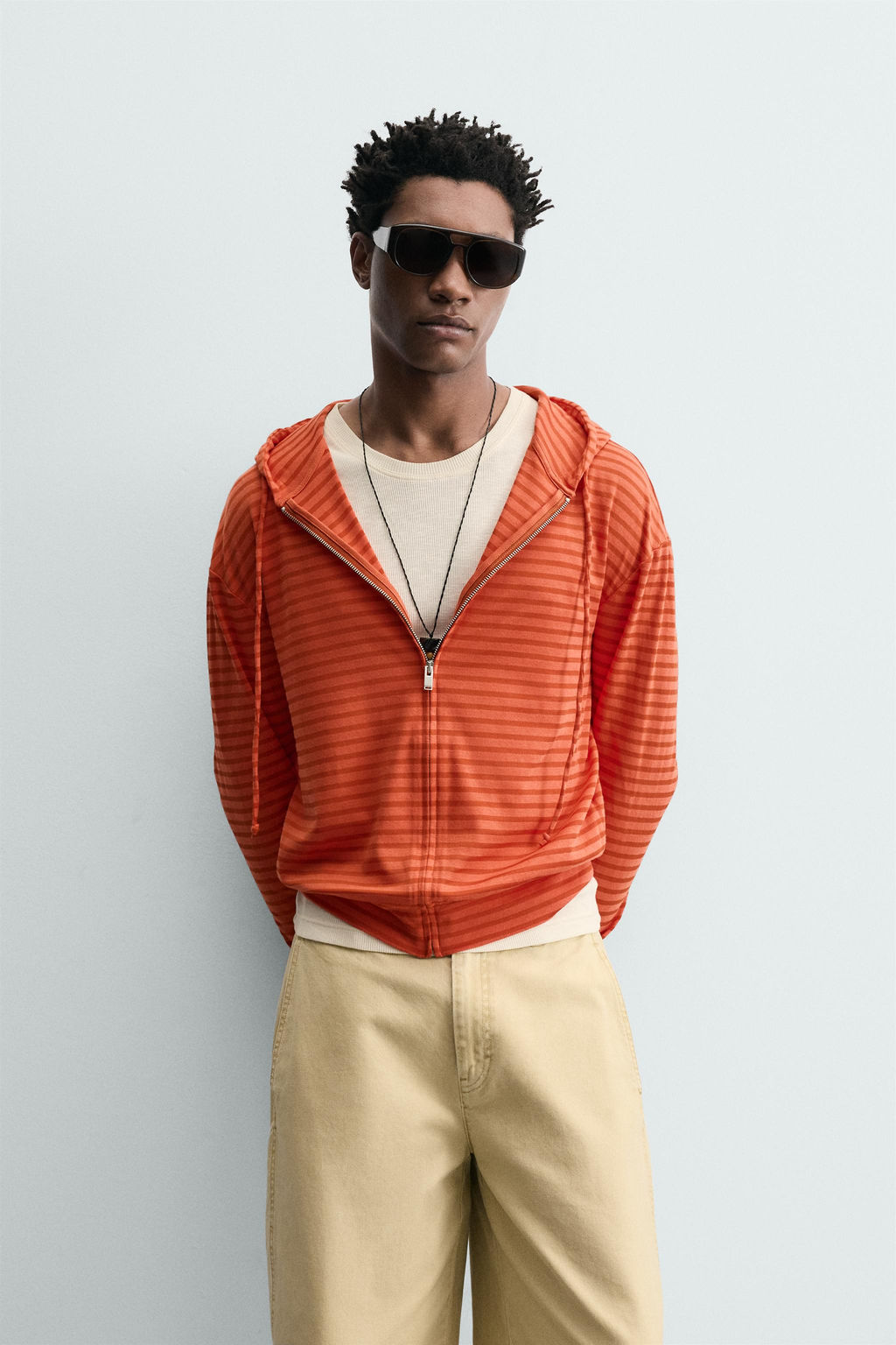 SUDADERA CAPUCHA RAYAS / Naranja - Zara фото 2