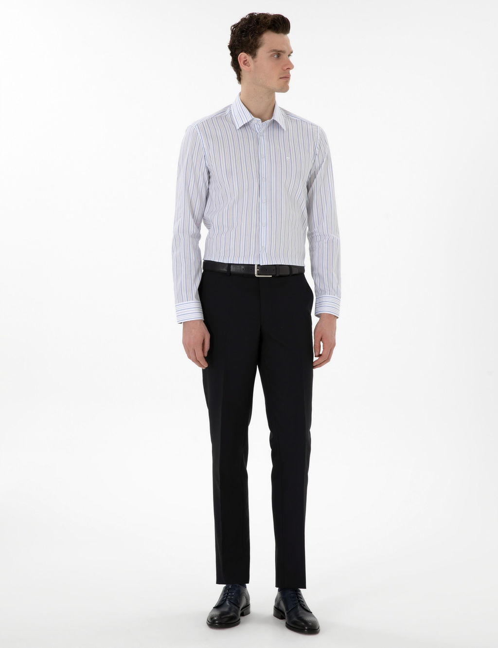 Рубашка Pierre Cardin Slim Fit синяя с длинным рукавом