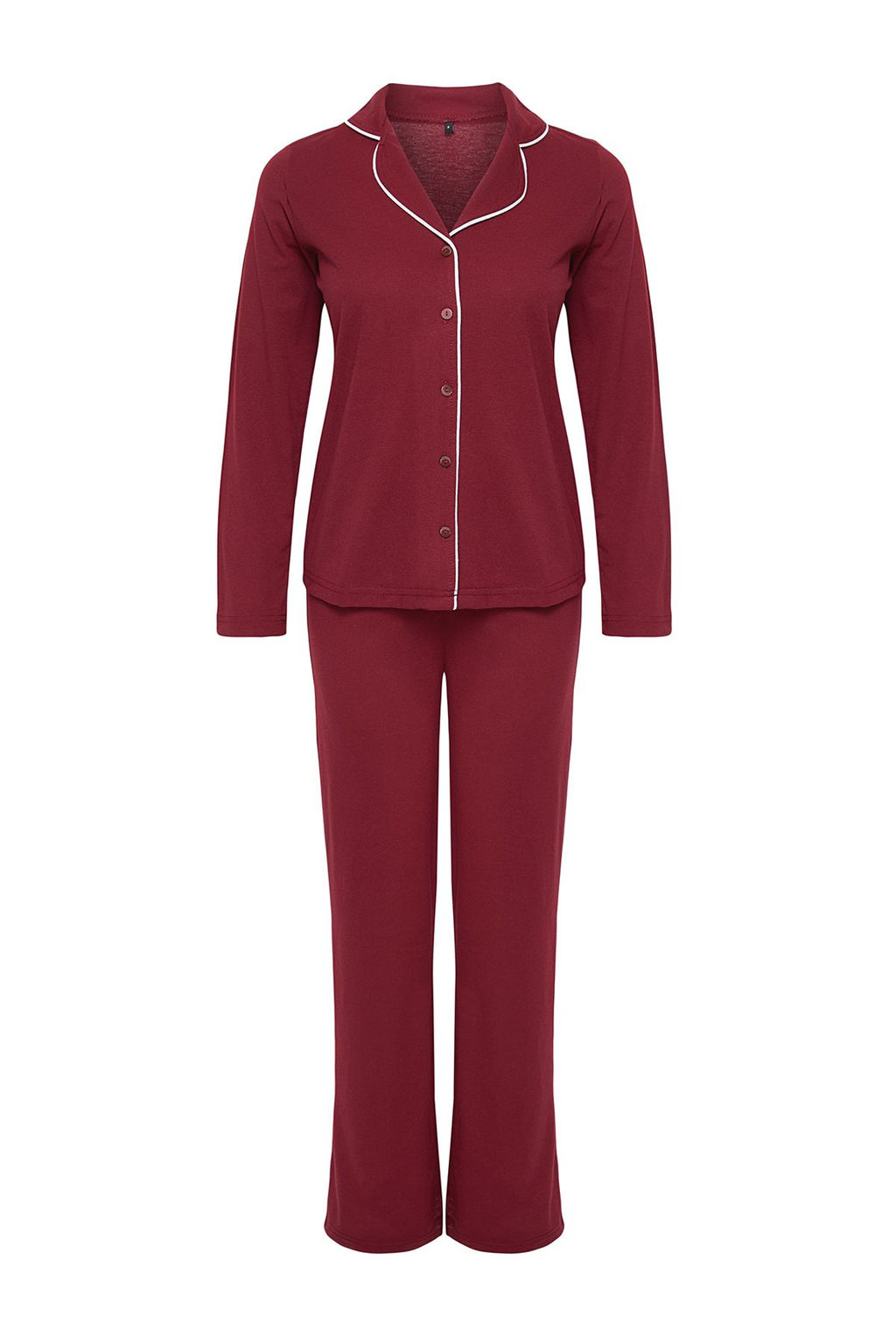 Bordo Biye Detayl? Orme Pijama Tak?m? THMAW25PT00199