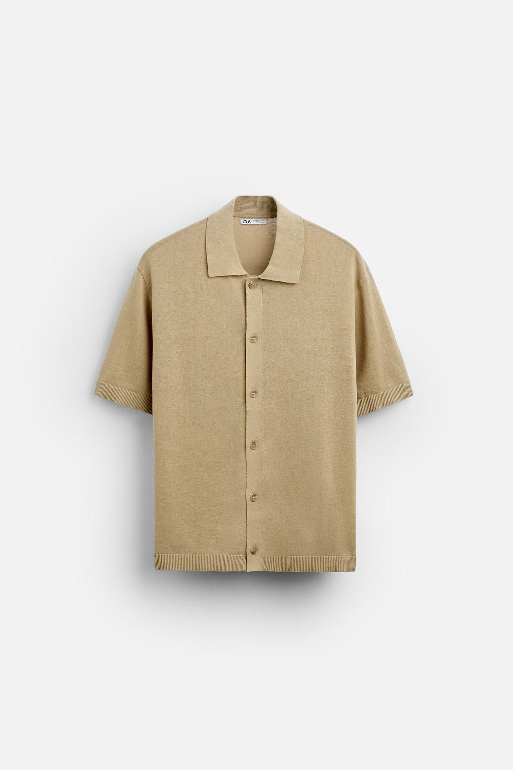 COTTON - LINEN KNIT SHIRT - Zara фото 6