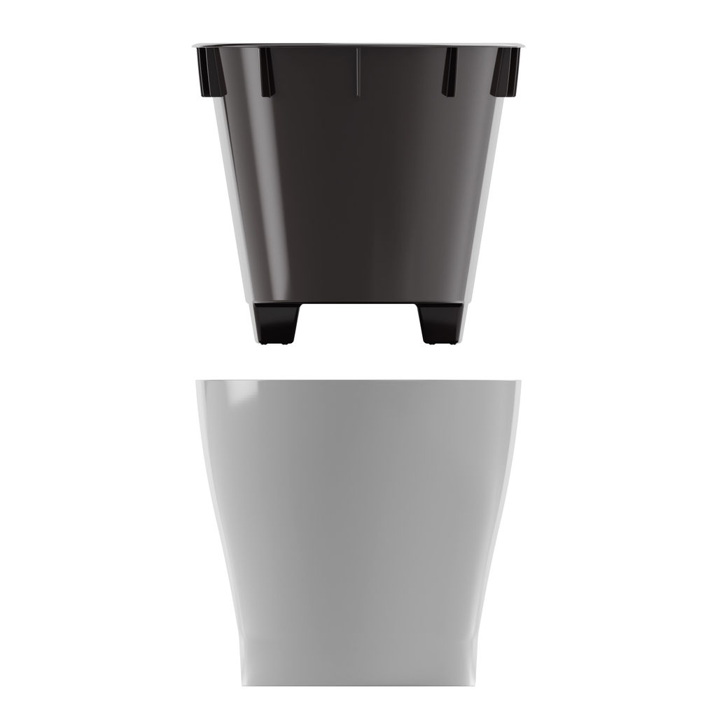 Горшок цветочный "Лея" 4л овальный двойной (с автополивом) (серый) М8591