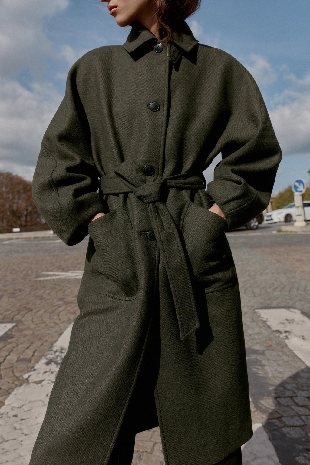 WOOL COAT WITH PUFF SLEEVES AND CONTRAST COLLAR - Zara фото 2