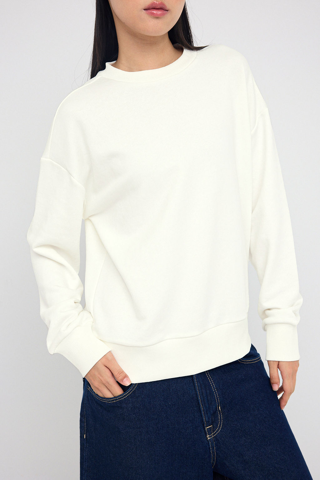 Teen Ekru Kal?n Sardonsuz Regular/Normal Kesim Bisiklet Yaka Orme Sweatshirt TWOAW26SW00028