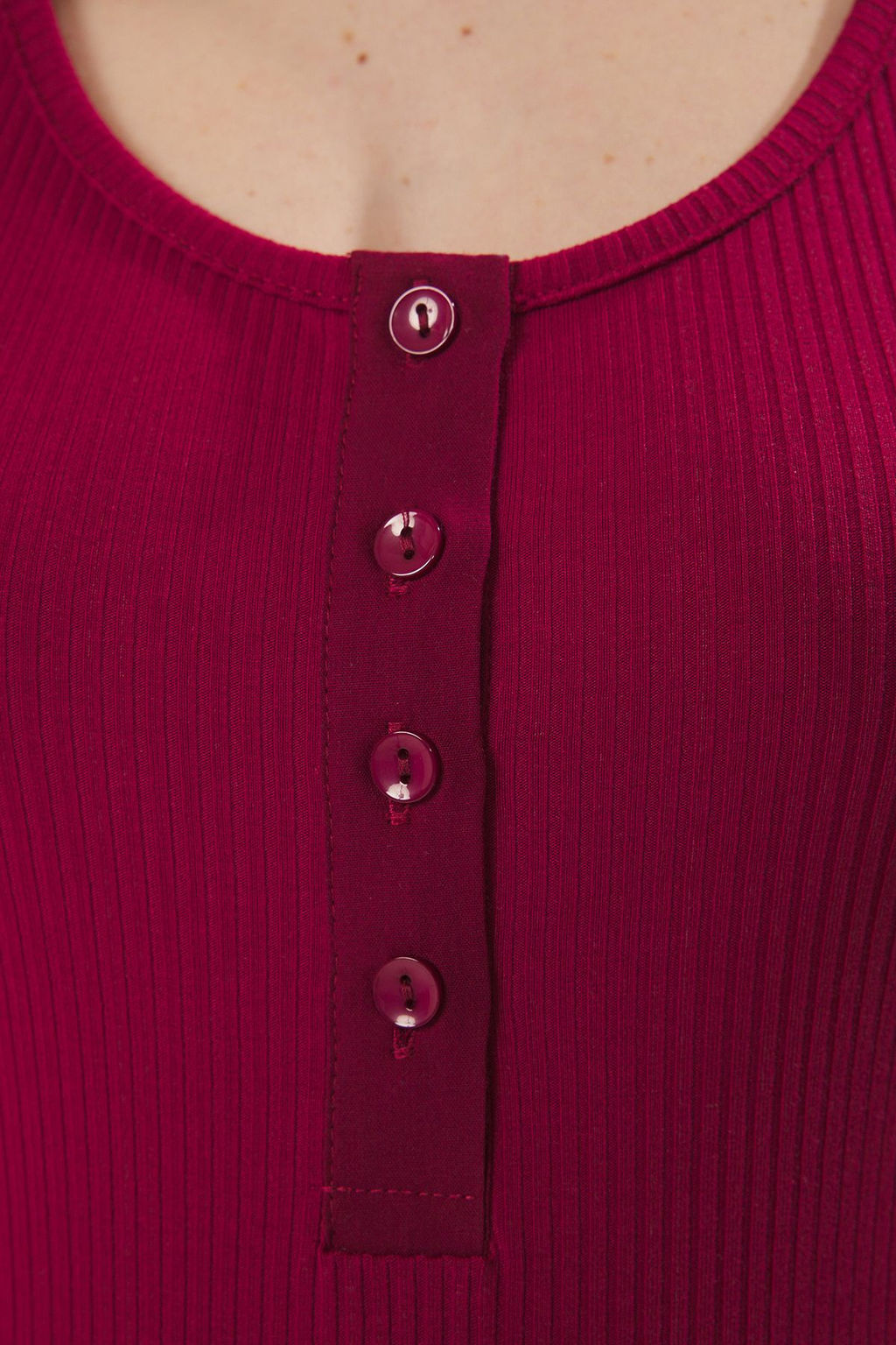 Bordo Dugmeli Regular/Normal Kal?p Orme Body TWOSS25BD00013