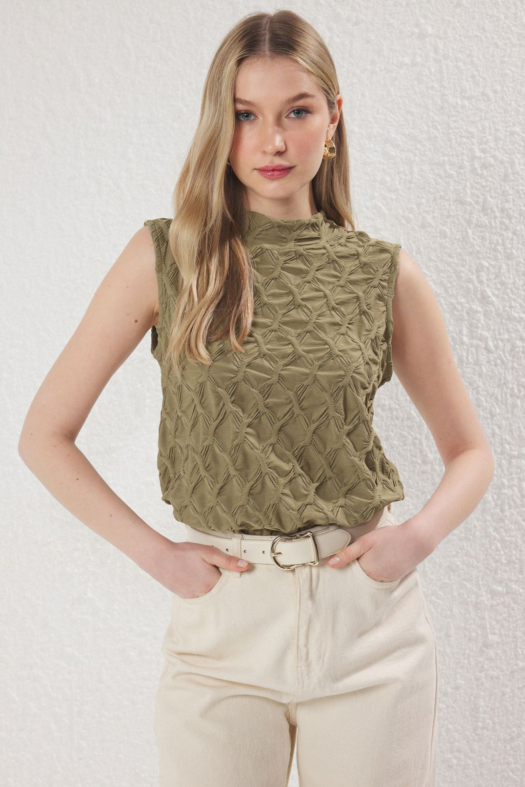 Trendyolmilla Bordo Dokulu Regular/Normal Kal?p Esnek Orme Bluz TWOSS25BZ00268  фото 13