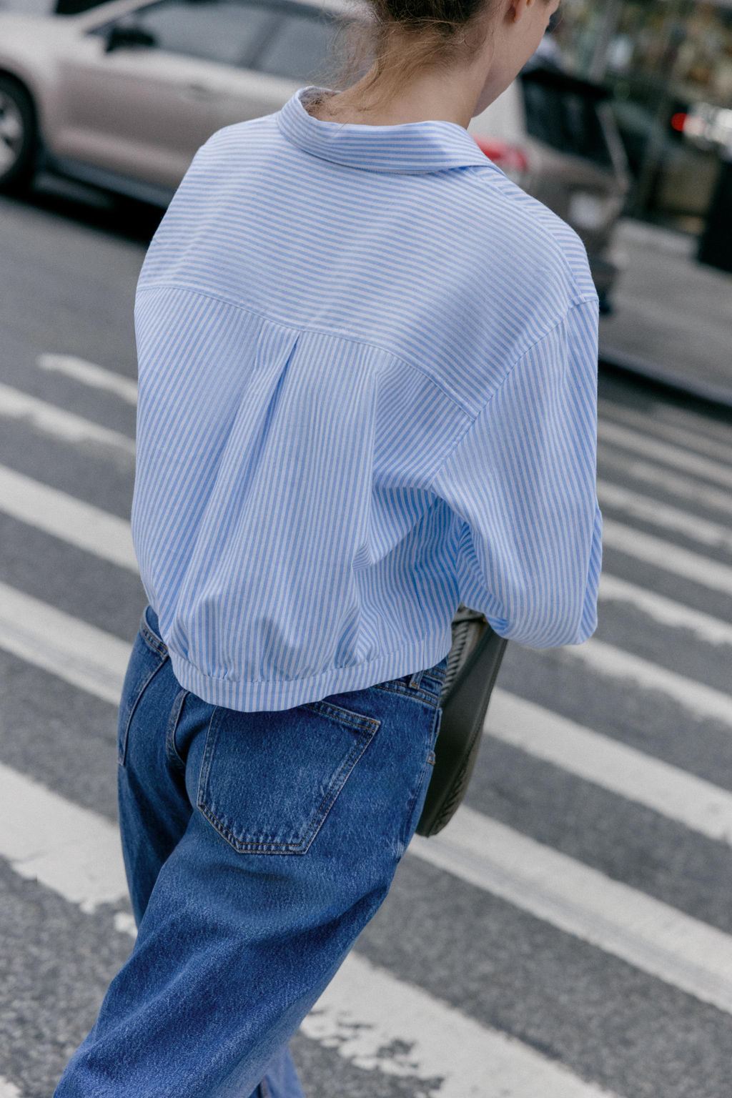 PLEATED WAIST STRIPED CROPPED OXFORD SHIRT - Zara фото 12