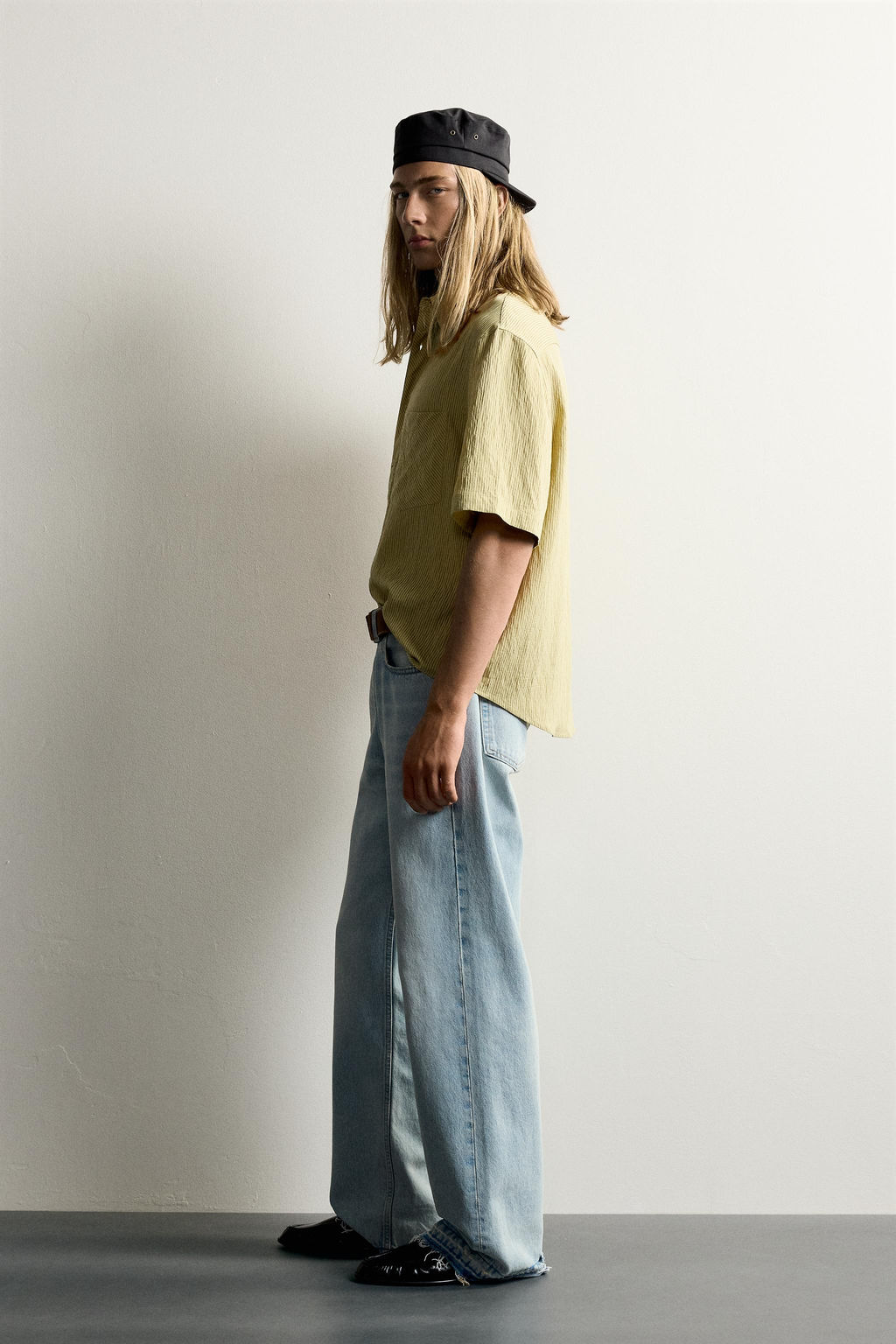 CAMISA BOXY FIT JACQUARD RAYAS / Amarillo - Zara фото 4