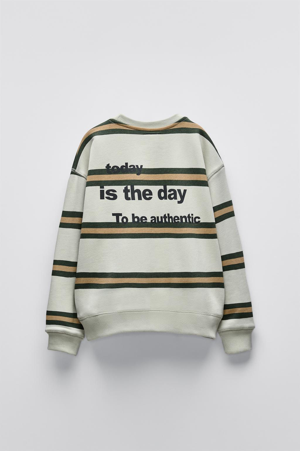 STRIPED SWEATSHIRT WITH SLOGAN - Zara фото 5