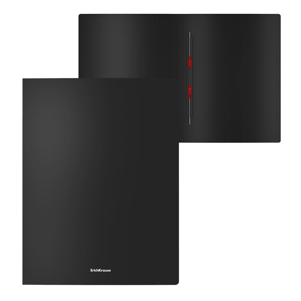 Цена за 4 шт. Папка-скоросшиватель пластиковая с пружинным механизмом ErichKrause Matt Classic, A4, черный (в пакете по 4 шт.)