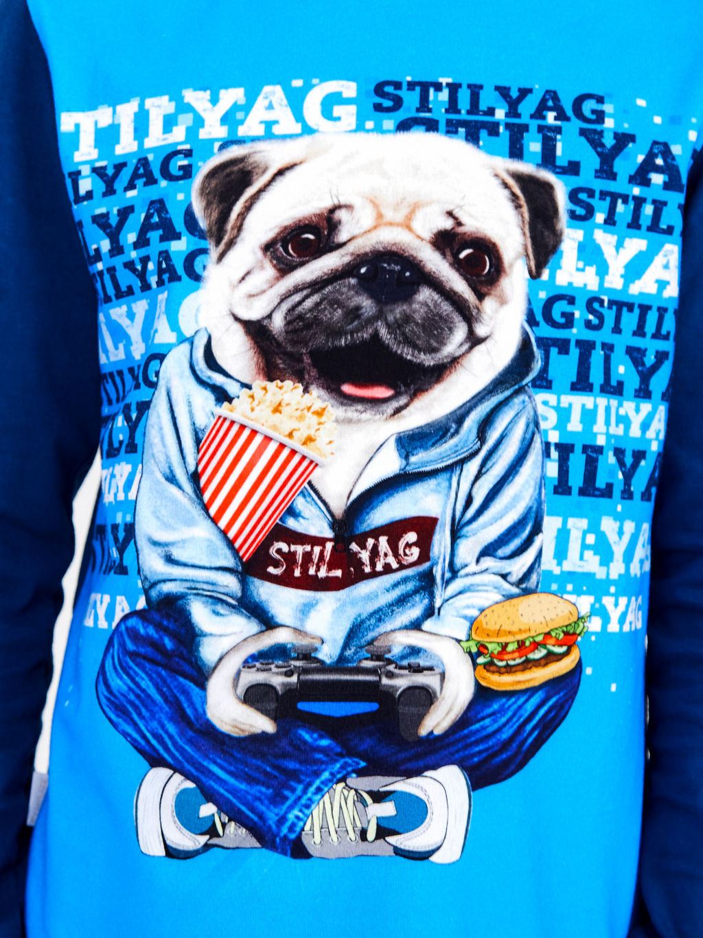 Пижама "Мопс",синий