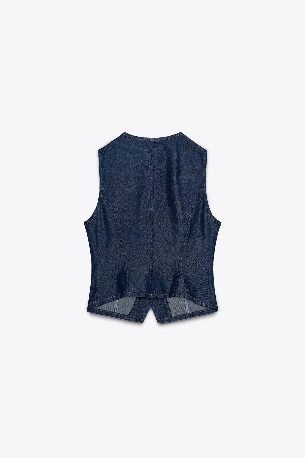 Z1975 DENIM WAISTCOAT WITH GOLD BUTTON - Zara фото 6