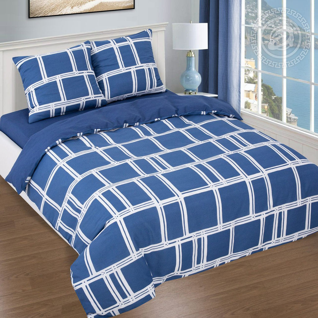 Постельное бельё Ультрамарин (бязь премиум) 1,5 сп./Пододеяльник: 1 шт. - 215*143; Простыня: 1 шт. - 220*150; Наволочка: 2 шт. - 70*70; Премиум