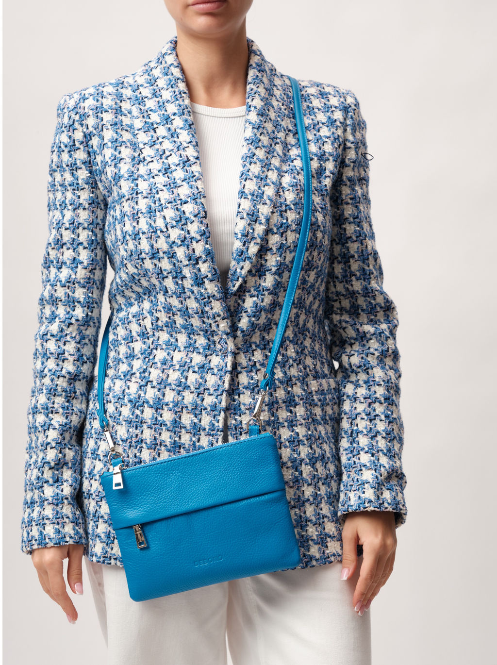 Кожаная сумка Deboro 3017 голубая река