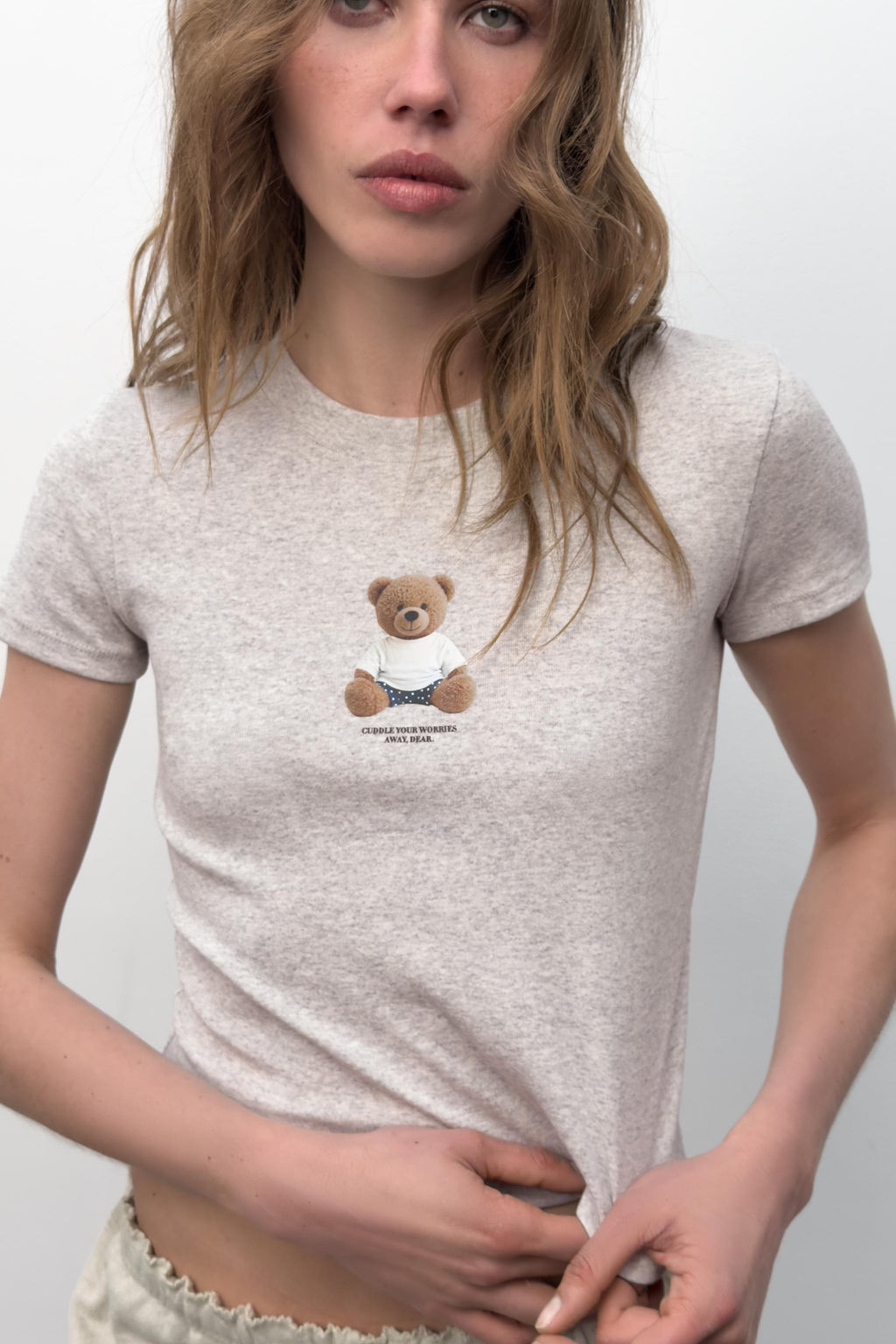 CAMISETA MANGA CORTA OSO / Gris vigor? - Zara фото 3