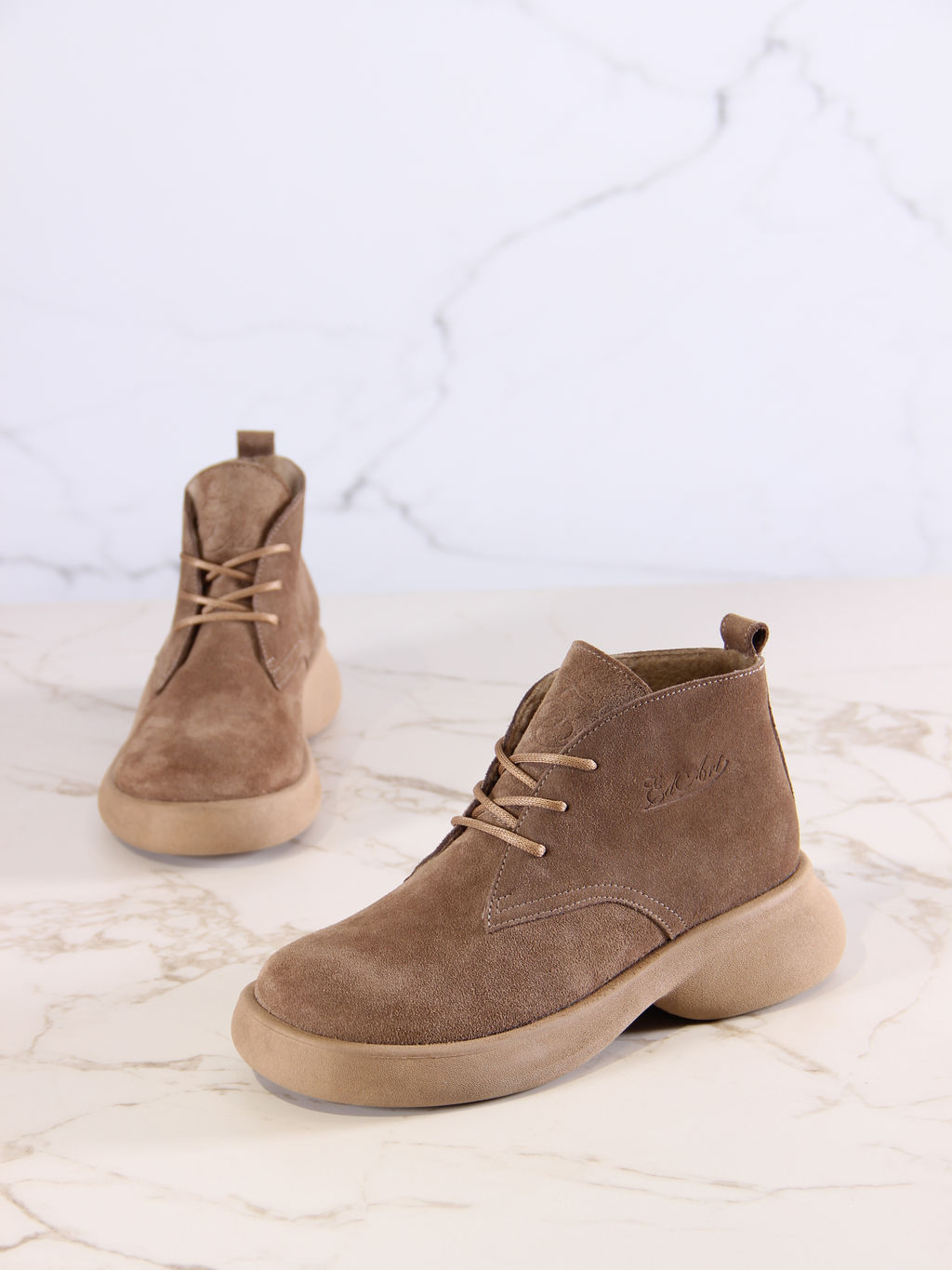 Ботинки 308.927ka.Серо-коричневая замша/Мех