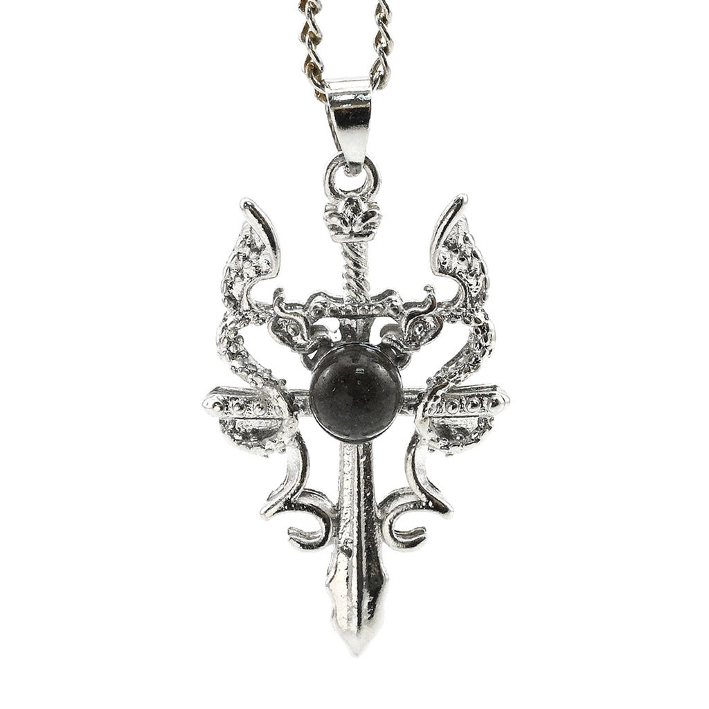 Подвеска Меч с яшмой зеленой 18*30мм