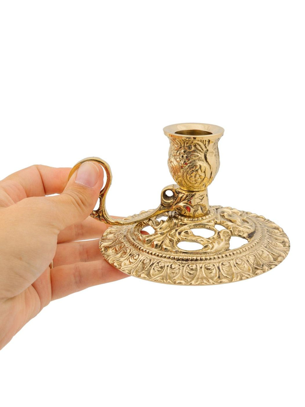 Подсвечник на одну свечу с ручкой(полиш) №П3842/1 - Ганг фото 6