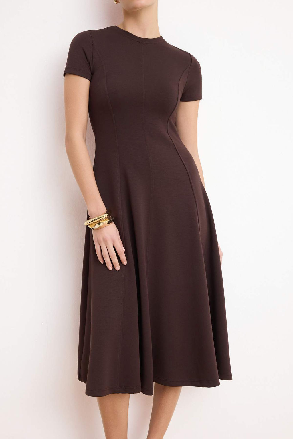 Kahverengi Belden Ac?lan K?sa Kollu Soft Touch Orme Elbise TWOSS26EL00364